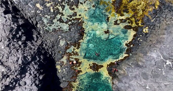 Aerial view of Cuba Natural Pool in Ribeira Das Pratas in Santiago in Cape Verde - Cabo Verde