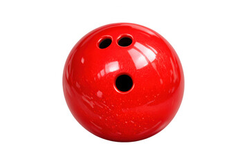 Fototapeta premium Red bowling ball with glossy finish and three finger holes, isolated for bowling sport and leisure activity