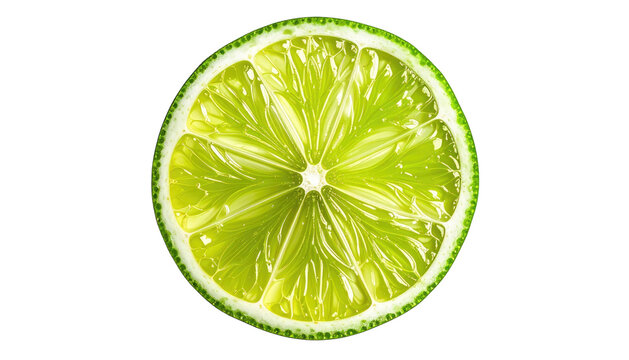 A vibrant, cross-section of a ripe, green citrus fruit slice