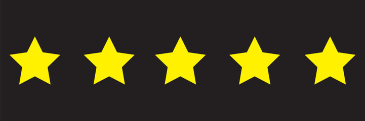 Obraz premium Five shiny yellow stars. Achievements for games. Customer feedback concept from clients about website employees. Realistic 3D design. For mobile applications. Vector illustration.