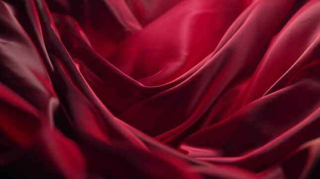 Premium red silk fabric flowing in slow motion, abstract valentine background