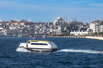 トルコイスタンブールのモスクと金角湾