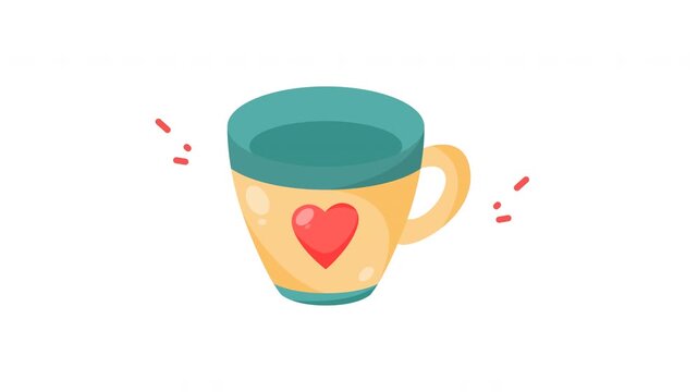 Cup with red heart on white background. Ideal for valentines day, lovethemed projects, greeting cards, and coffee lovers.