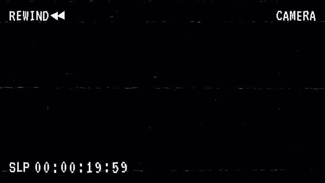 VHS Tape Rewind Retro Camera Interface Static Noise Overlay With Alpha Channel