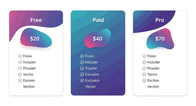 Pricing plans graphic with design elements and different subscription tiers