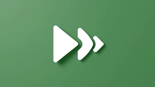 Forward Motion Icon Play Button and Fast Forward Symbol on Green Background