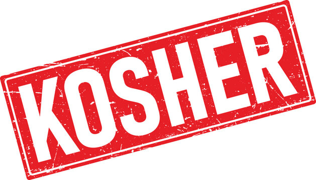 Red Distressed Rubber Stamp with Kosher Text on White Background Design