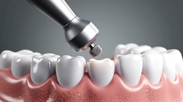 Dental Drill Adjusting Artificial Teeth Prosthetic.