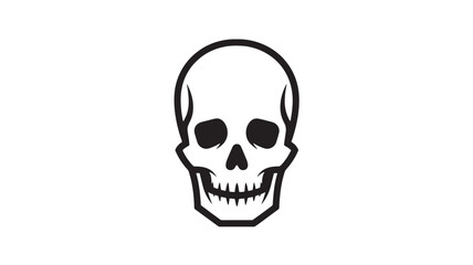 Obraz premium Human Skull Icon in Simple Line Art Style with Black Outline on White Background for Halloween Design