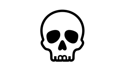 Fototapeta premium Human skull icon in simple minimalist style with black outline on for halloween symbol isolated on a transparent background
