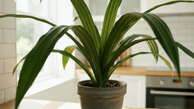 Pandan Plant in Kitchen Corner Long Arching Leaves Tropical Decor
