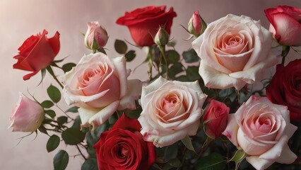 Elegant Garden Roses with Soft Pastel Tones