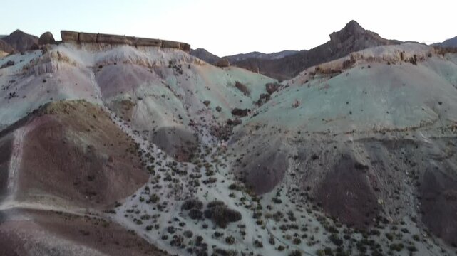 Drone shot of Cerro de los 7 colores in Uspallata Mendoza, Argentina