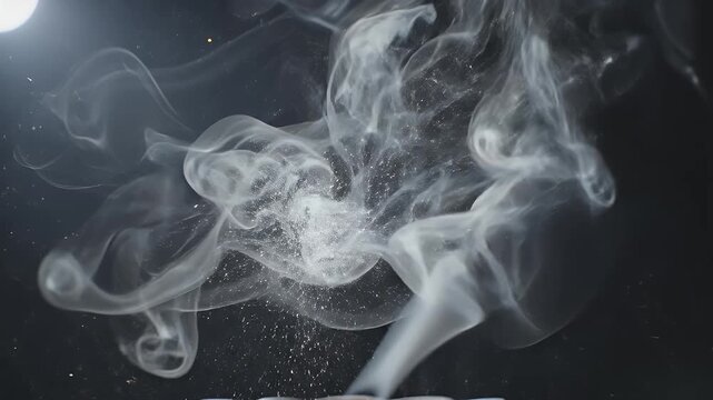 Pradosh Vrat Observance Swirling White Incense Dhoop Smoke and Silver Sparkles