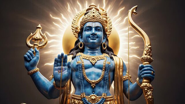 Rama Navami Observance Majestic Lord Rama Statue with Kodanda Bow