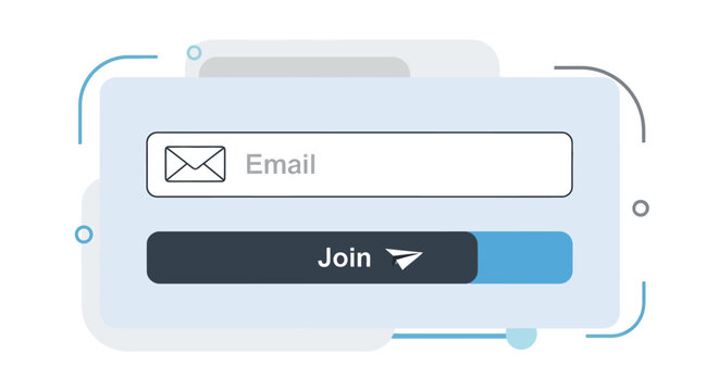 Email sign up form graphic with envelope icon and a join button