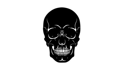 Obraz premium Human Skull Silhouette in Dark Moody Lighting on for Halloween Design isolated on a transparent background