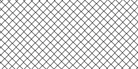 Diagonal cross line grid seamless pattern. Geometric diamond texture. Black diagonal line mesh on white background. Minimal quilted fabric. Metallic wires fence pattern.eps10 © vendy
