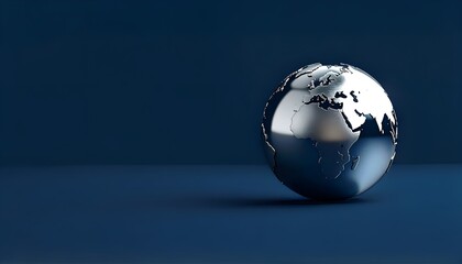 Futuristic Earth Sphere on Blue Background, AI and Global Data Concept