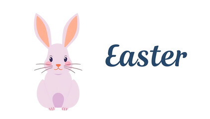 Fototapeta premium Cute cartoon Easter bunny with the word Easter written in elegant script