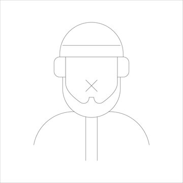 Muslim Man Gesture for Fasting or Silence Line Art