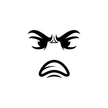 Angry Face Illustration with Frowning Eyes.