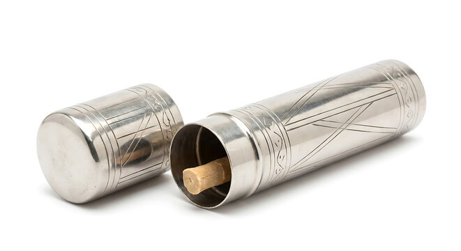 Miswak Siwak Stick in Engraved Silver Metallic Case, Traditional Dental