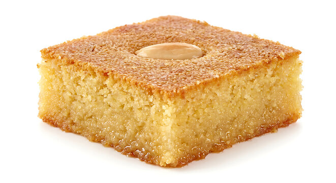 Basbousa Semolina Cake with Almond. Traditional Middle Eastern Dessert.