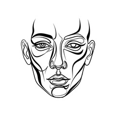 Obraz premium Detailed Line Drawing of Human Face.