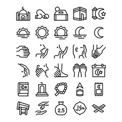Fototapeta premium Complete Islamic Icon Bundle - Outline and Flat Design Collection