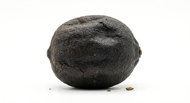 Dried Black Lime (Loomi) Spice Isolated on White Background Studio Shot