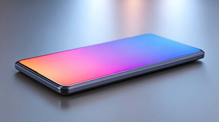 Modern smartphone with vibrant gradient display resting on a sleek surface showcasing innovative design and technology for digital lifestyle and communication