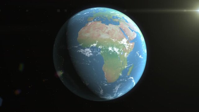 Location and map of Kenya on the surface of the earth at day.