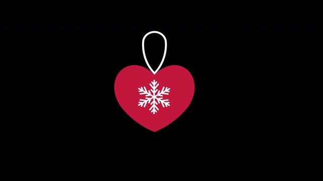 red heart with a snowflake concept icon animation with alpha channel
