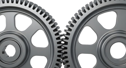 Interlocking Metal Gears on Black Background