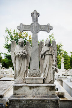 statue of an angels in park, Colon Cemetery, Havana, Cuba, Caribbean