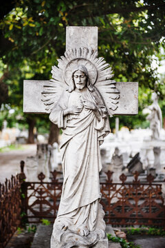 statue of jesus in park, Colon Cemetery, Havana, Cuba, Caribbean