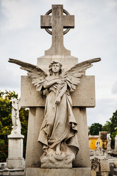 statue of an angel in park, Colon Cemetery, Havana, Cuba, Caribbean