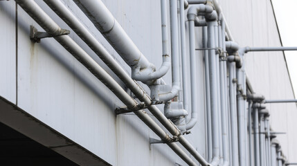 屋外配管を煽り視点で捉えたインダストリアルイラスト・写真