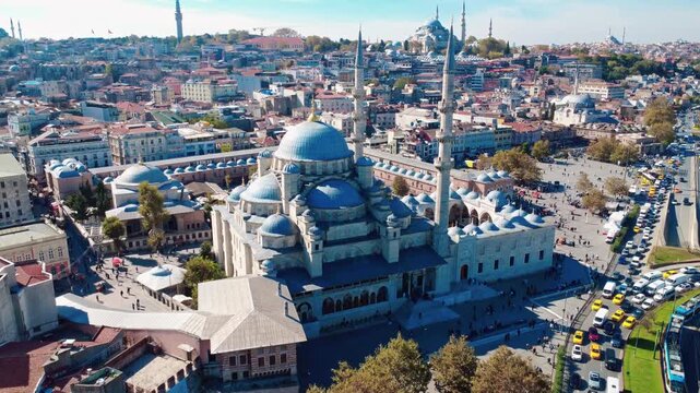 Istanbul Skyline: Suleymaniye Mosque and Golden Horn where Europe meets Asia