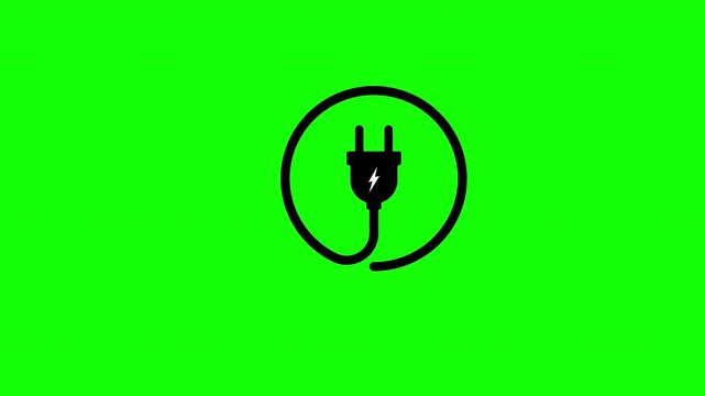 electric Power plug with cable concept icon animation with alpha channel
