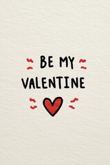 Valentine's Day Card Proposal Text with Hand-Drawn Red Hearts