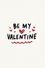 Valentine's Day Card Proposal Text with Hand-Drawn Red Hearts