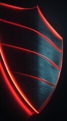 Abstract Red Glass Shield on Dark Background