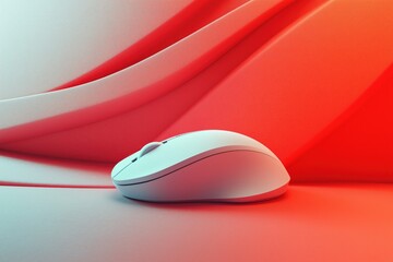 White Wireless Computer Mouse on Vibrant Red Background