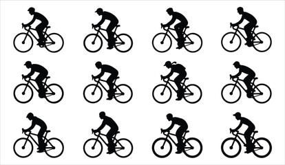 Fototapeta premium Bicycle rider collection with different cyclists training on road bikes for sport event set