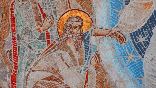 Fresco at Ostrog monastery in Montenegro in autumn