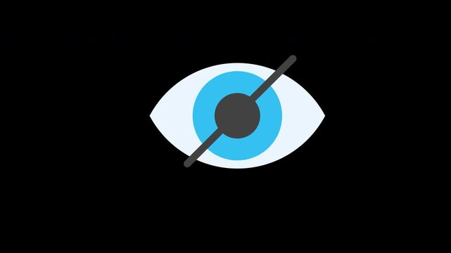 Blindness set icon. Eye crossed out. animation with alpha channel