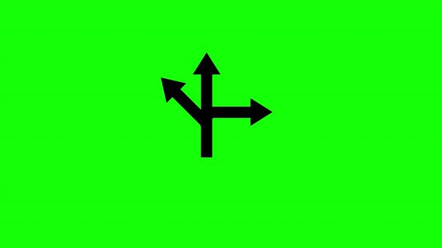 three Directional arrows concept icon animation with alpha channel