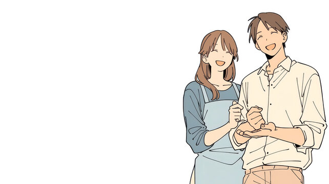 納得して笑顔の若い夫婦